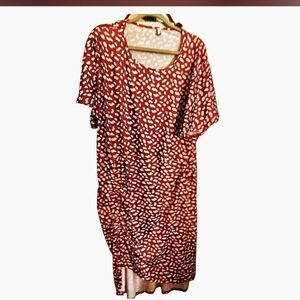 Burnt Orange White Spots Rouched Sheath Dress Size 3X NWT